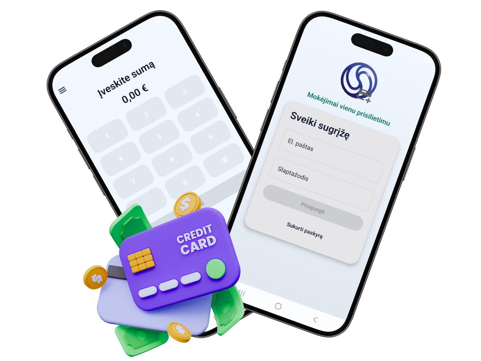 SmartOn Pay app screens